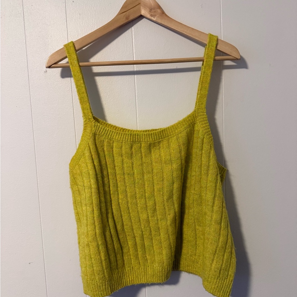 Wild Fable Chartreuse Ribbed Cardigan Sweater Set - Picture 4 of 4